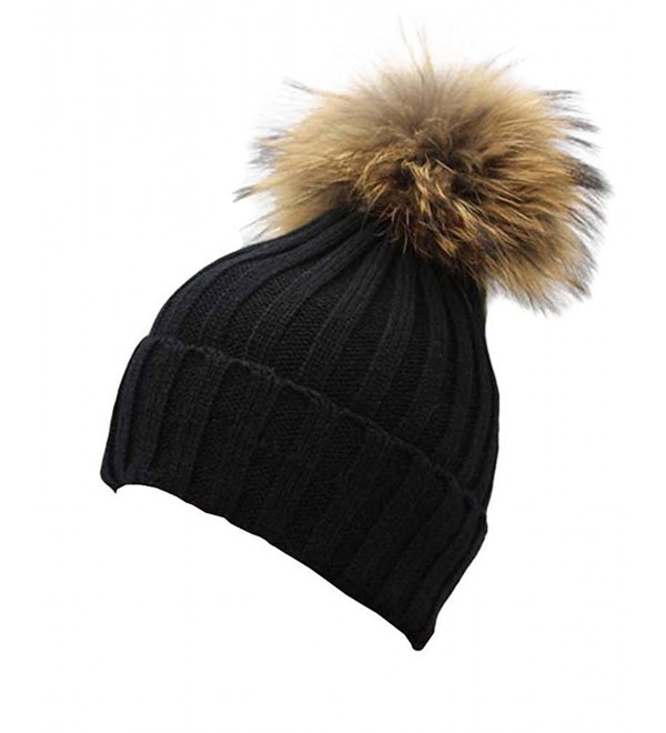 womens winter hat with fur pom pom