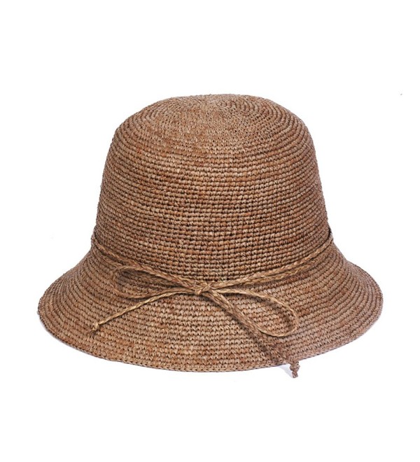 Women's Summer Hand-Woven Foldable Wide Brim Fisherman 100% Raffia ...