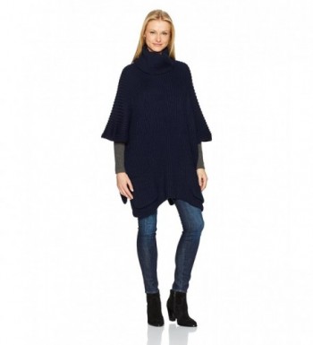 Steve Madden Women's Pocketed Rib Knit Poncho - Navy - CT17AAK3UY8