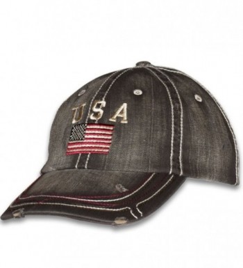 USA American Flag Distressed Vintage Patriotic Cap Black C21873UOWRY