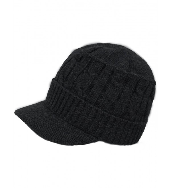 Women's Soft & Warm Velour Lined Cable Knit Visor Cap Hat Black CM186ONDNTT
