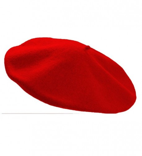 100% Wool Beret Parisian French Solid Red CY11QQ0EN71