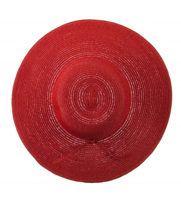 Paper Braid Flat Brim Self Tie Hat Red W26S25B CL11D3H5BW1