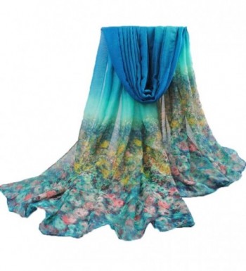 Sexy women fashion Floral scarf spring summer beach silk patterns Blue ...