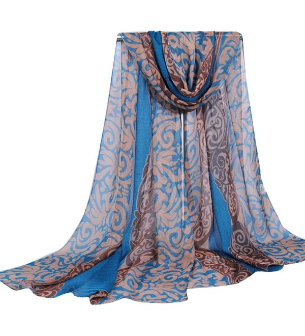 Women Palace Style Georgette Long Scarf Sunscreen Blue C812MR75EZB