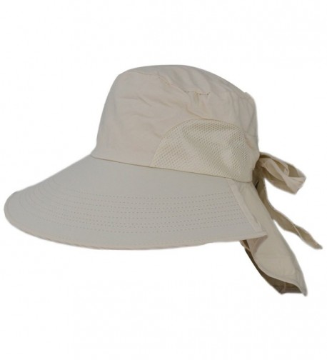 Women Wide Brim Floppy Mesh Beach Travel Sun Bowknot Face Neck UV Hat ...