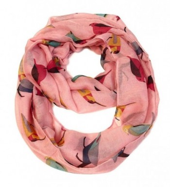 Bird Print Infinity Scarf - Pink - Pink - CJ187H7KY09