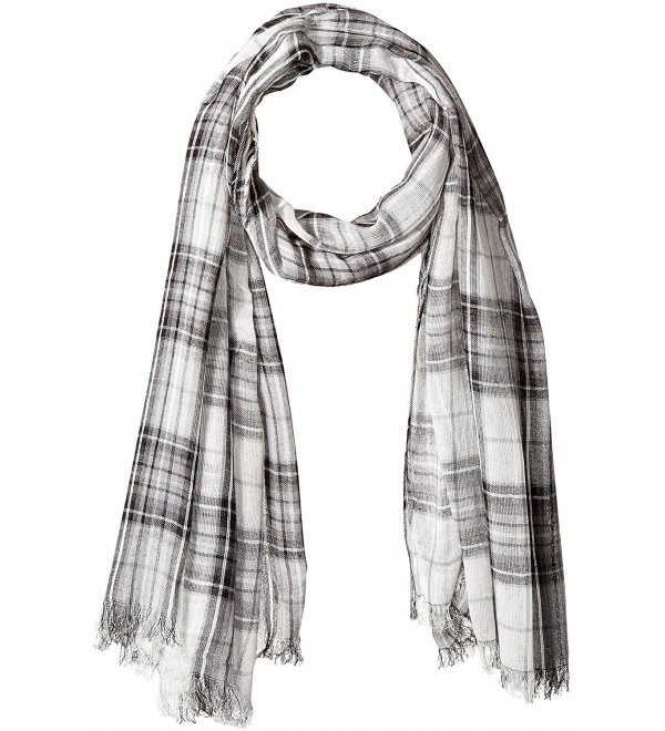 D&Y Women's Yarn Dyed Plaid Oblong Scarf with Frayed Edge Gray CN12JOP7619