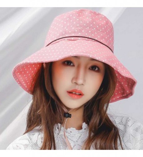 Sun Hat Polka Dot Cute Ribbon Cotton Women Pink CW182XOI5T6