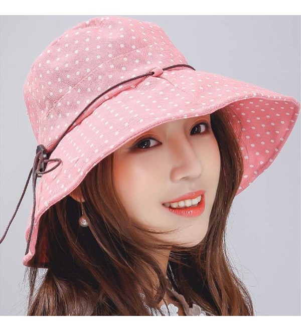 Sun Hat Polka Dot Cute Ribbon Cotton Women Pink CW182XOI5T6