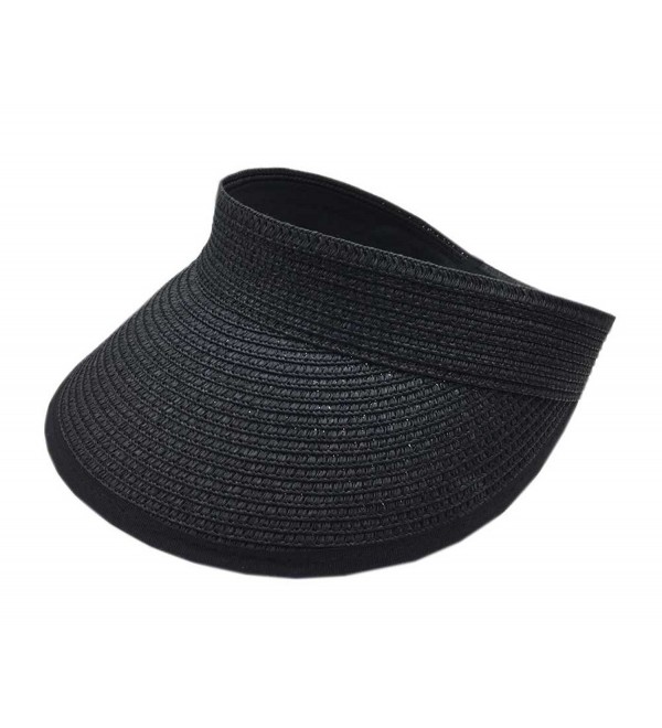 100% Straw Sun Visor Hat Velcro Adjustable at the Back Black CO124GCTMA7