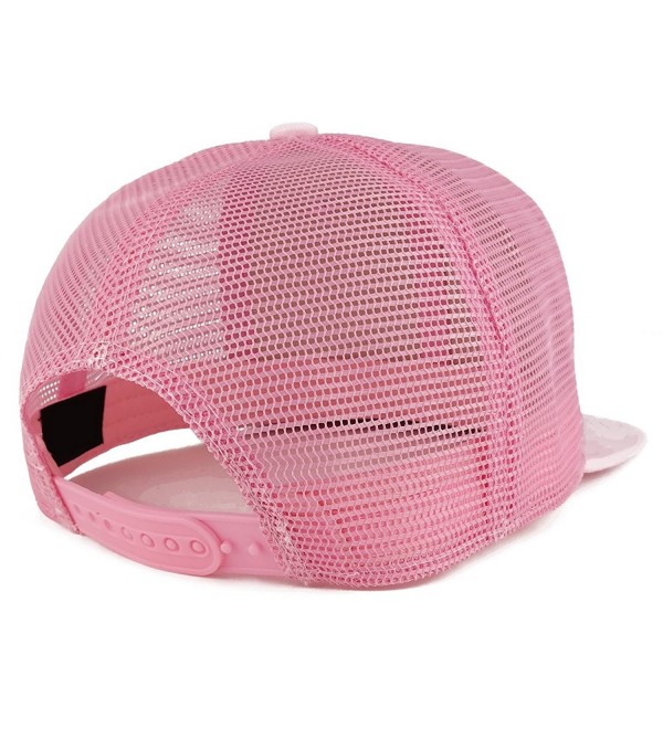 Bitcoin Embroidered Cotton Flat Bill Mesh Back Trucker Cap Pink C5185YLTST4