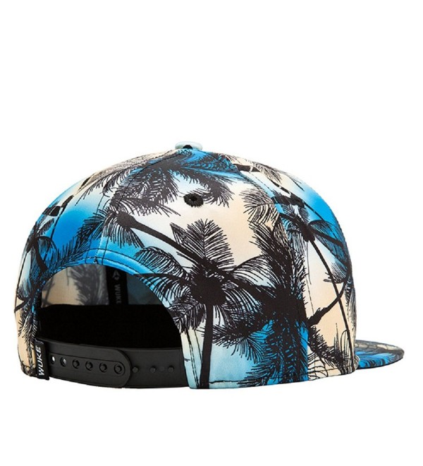 Vintage Coconut Tree Print Fitted Flat Bill Hats Cool Snapback Hip Hop ...