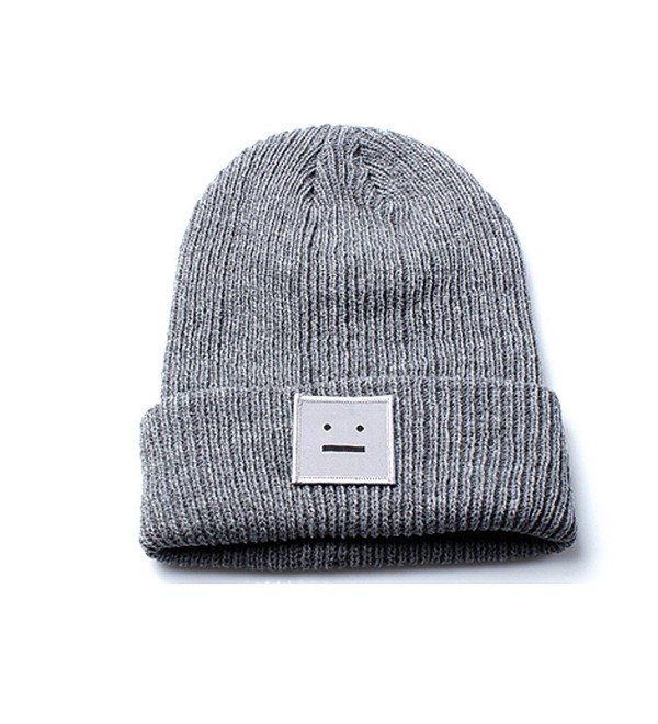 Unisex Grey Beanie Hat with Embroidered 