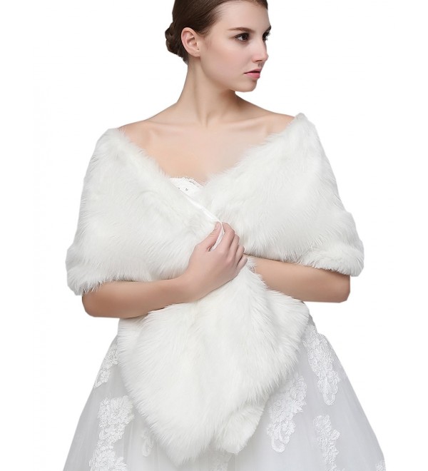 Women's Faux Fur Wrap Shawl Cape Party Or Wedding In Ivory C17005 Ivory ...