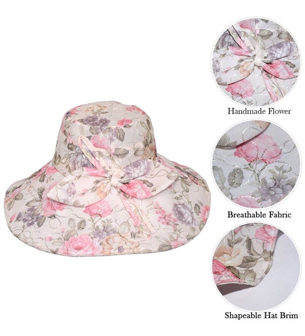 Women Summer Sun Hat Outdoor Foldable Wide Brim Beach Cap Pink Beach