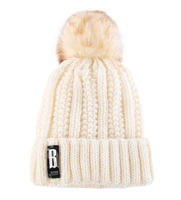 Women's Trendy Pom Pom Hat Fleece Lined Beanie Winter Warm Knit Hats ...