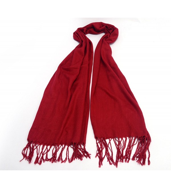 Thick Solid Color Pashmina Shawl Scarf US Seller Dark Red C312856VY4N