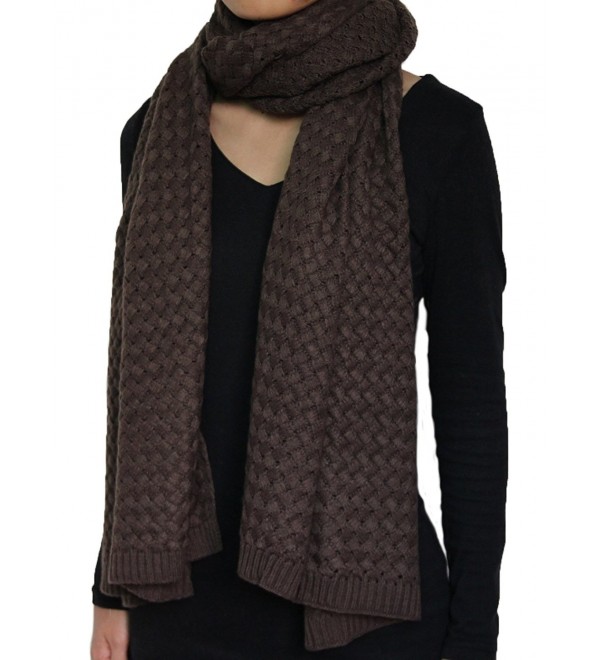 Intrecciato Woven Style Knitted Long Thick Winter Knit Scarf Coffee ...