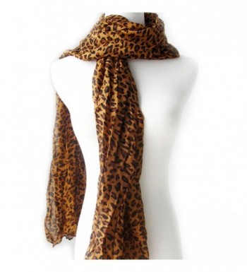 Womens Brown Leopard Print Long Scarf for Winter and Autumn C511OBQZI8Z