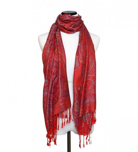 Paisley Jacquard Scarf Women's Fashion Shawl Long Soft Accent Wrap- Red ...
