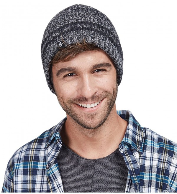 Merino Wool Skull Beanie-Mens Daily Warm Soft Winter Hat Stripe Mix ...