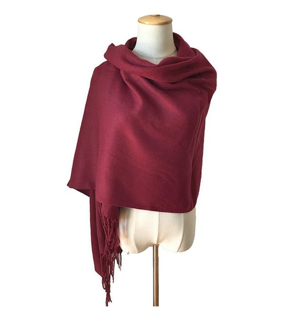 Cashmere Winter Solid Luxurious Shawls Wine Red CT1887SOLE7