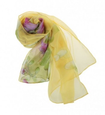 Silk Scarves for Women Floral Wrap and Shawls for Women Yellow Fashion ...
