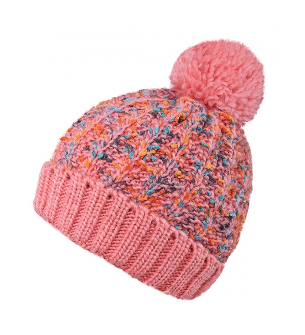 Adult Chunky Cable Knit Beanie With Yarn Pompom Pink CQ1840Y06R5
