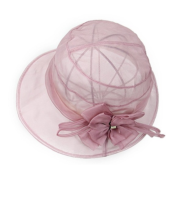 Womens Wide Brim Silk Cap Sun Hats Summer Floppy Beach Hats Folding Bucket Hat Pink Bow Cq183qt7lid