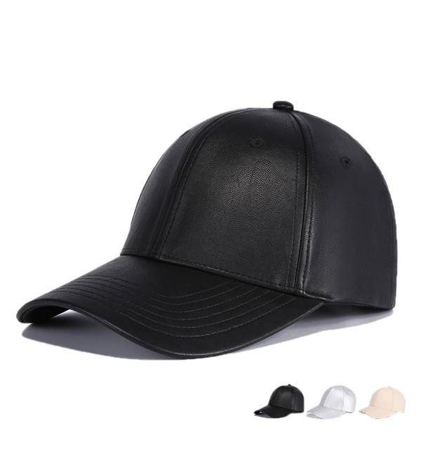 Unisex PU Leather Cap Adjustable Baseball Hat Cap Snapback Cap V61B039 ...