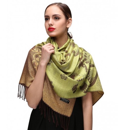 Women's Large Soft Silky Pashmina Shawl Wrap Scarf Elegant Colors Green ...