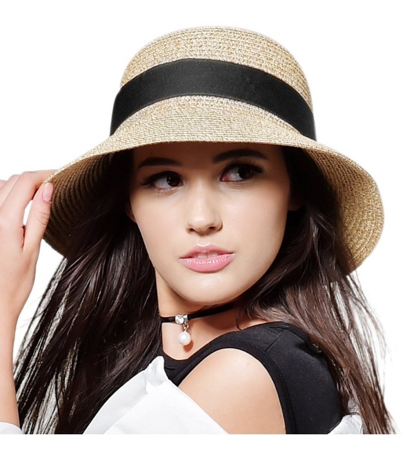 Womens Foldable Summer Sun Beach Straw Hat UPF50 Travel Packable Summer ...
