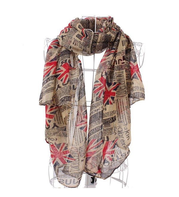 Women's Union Jack Flag Newspaper Scarf London Fashion Wrap C011PVKXSCN