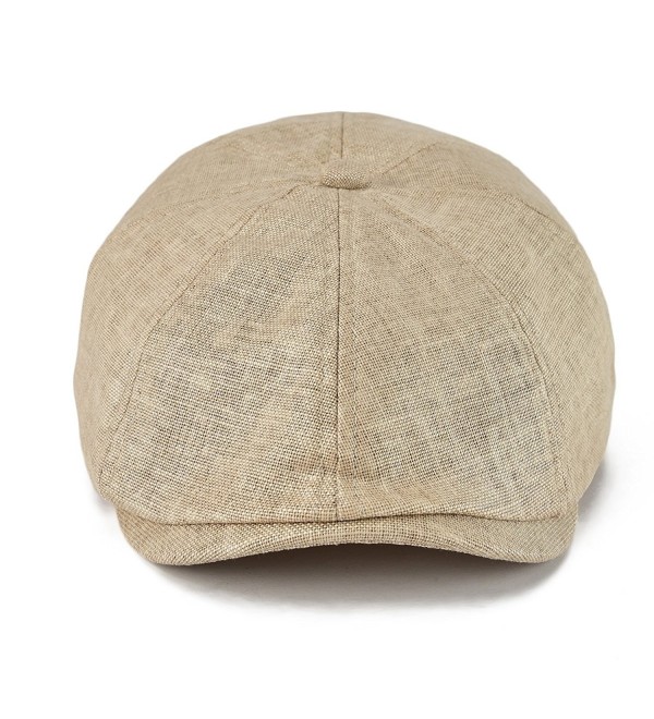 Men Newsboy Caps Breathable Linen Summer hat Ivy Cap Cabbie Flat Cap ...