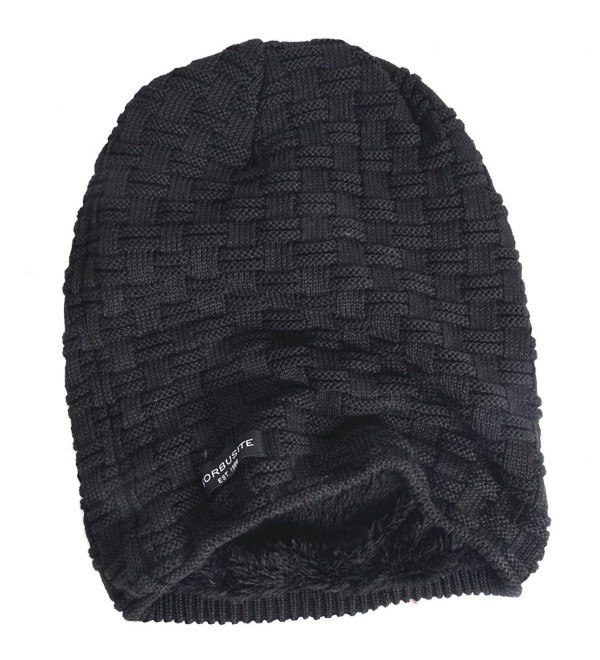 Men Knit Beanie Hat Thick Fleece Lined Winter Skull Cap B5050 Check