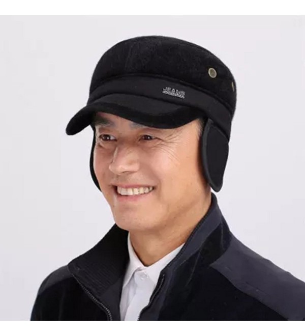 Men's Winter Woolen Tweed Peaked Baseball Cap Hats With Fold Earmuffs ...