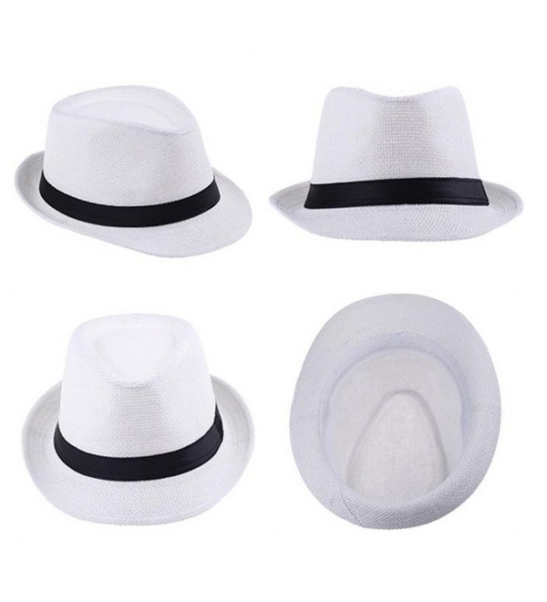 Men's Short Brim Straw Fedoras Panama Hat Coffee C412JFNO32P