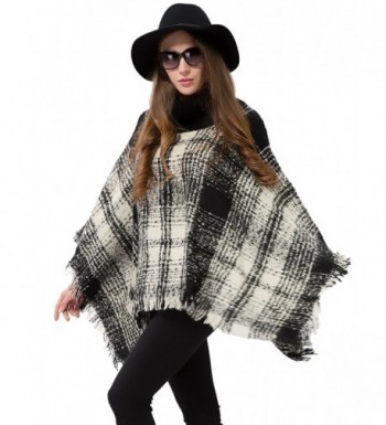 Knitted Pullover Sweater Turtleneck A002black and White Plaid CC186MIEN34