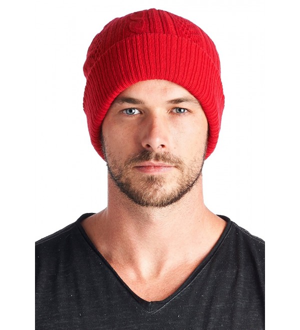 Unisex Merino Wool Cashmere Stretch Cable Knit Slouch Beanie with ...