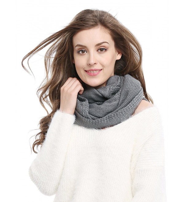 Winter Soft Pullover Knit Infinity Scarf Beanie Hoodie Scarf Gray ...