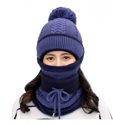 Winter Beanie Hat Scarf and Mask Set 3 Pieces Thick Warm Knit Cap For ...
