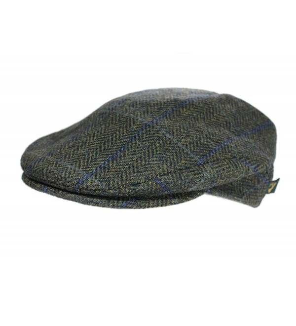 Irish Tweed Cap Green Plaid Herringbone 100% Wool CQ12I6L470P