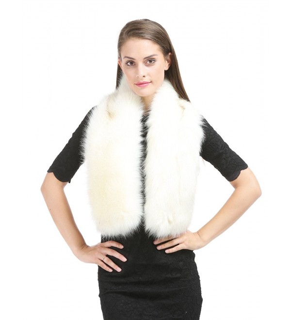 Women's Winter Faux Fake Fur Straight Scarf Wrap Collar Shawl Shrug ...