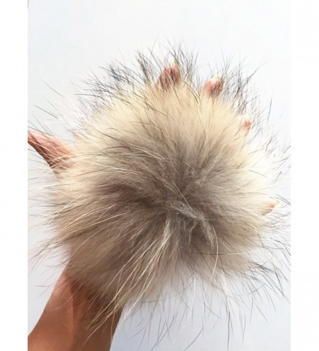 2PC Parent-Child Real Raccoon Fur Pom Pom Knit Hat Stretchy Mother Baby ...